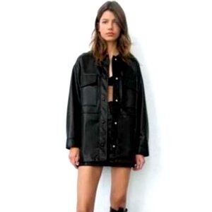 ZARA Womens Faux Leather Oversized 
Jacket size XS